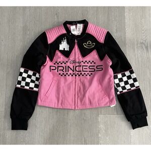 NEW Walt Disney Parks Women's Pink Racing Princess Castle Jacket
